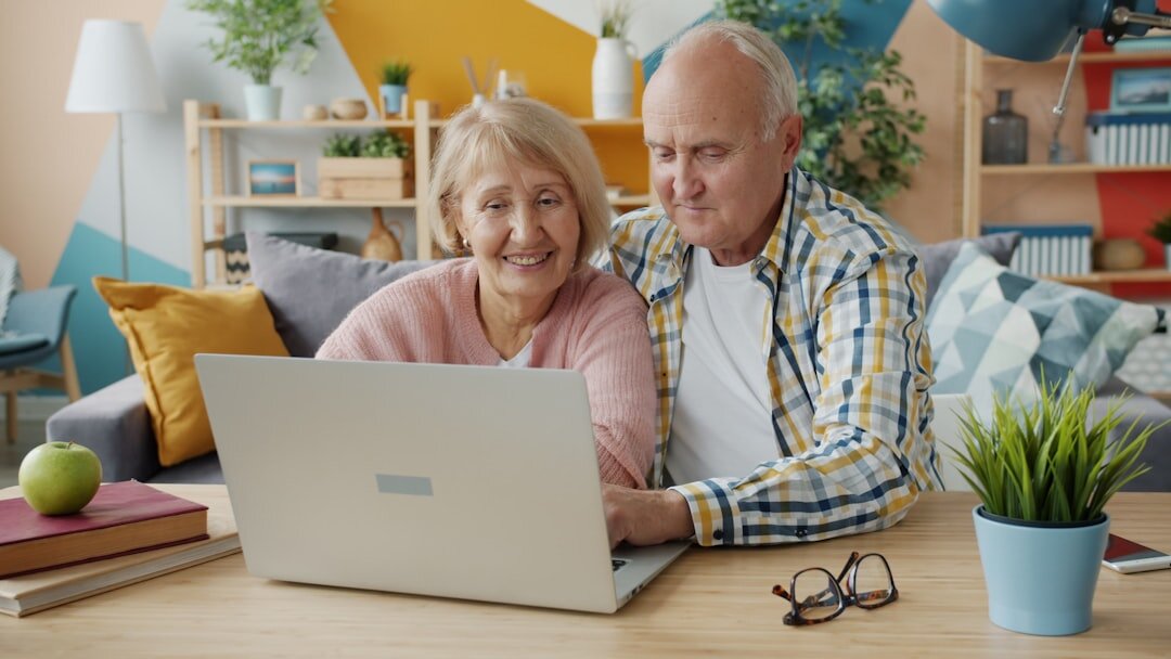 senior couple budgeting at home