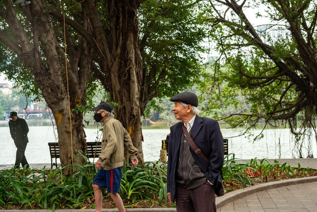 elderly walking in park