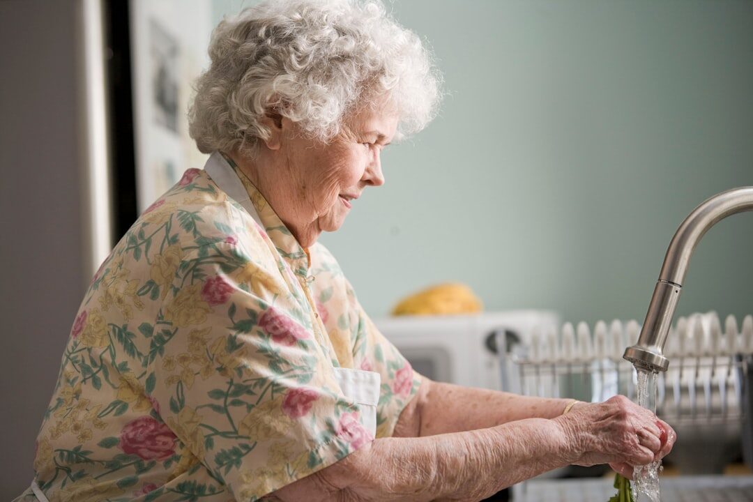 senior taking medicine