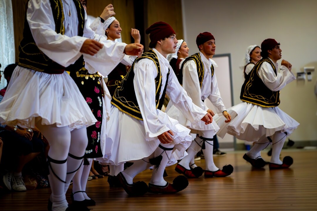 Traditional Slovak folk festival with dancers in costumes